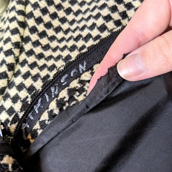 Vintage 60s Houndstooth Skirt Suit Womens L Plaid Jacket Pencil Skirt Set - Picture 9 of 12